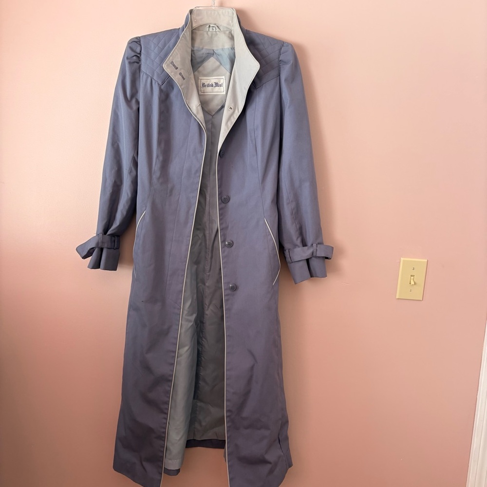 💚British Mist Vintage Women's Purple/Gray Trench Coat